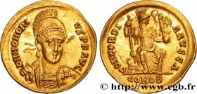 HONORIUS
Type : Solidus 
Date : 397-402 
Mint name / Town : Constantinople 
Metal : gold 
Millesimal fineness : 1000  ‰
Diameter : 20  mm
Orientation ...