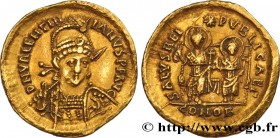 VALENTINIAN III
Type : Solidus 
Date : c. 425-429 
Mint name / Town : Constantinople 
Metal : gold 
Millesimal fineness : 1000  ‰
Diameter : 21  mm
Or...