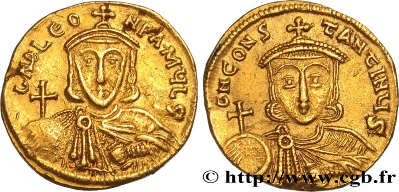 LEO III and CONSTANTINE V
Type : Solidus 
Date : 737-741 
Mint name / Town : Con...