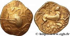 VENETI (Area of Vannes)
Type : Statère d’or à la petite tête nue 
Date : IIe siècle avant J.-C. 
Mint name / Town : Vannes (56) 
Metal : gold 
Diamete...