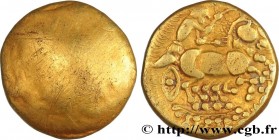 DUROCASSIS (Area of Dreux)
Type : Hémistatère d’or uniface 
Date : c. 80-50 AC. 
Mint name / Town : Dreux (28) 
Metal : gold 
Diameter : 15,5  mm
Orie...