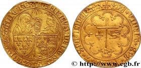HENRY VI OF LANCASTER
Type : Salut d'or 
Date : 06/09/1423 
Date : n.d. 
Mint name / Town : Saint-Lô 
Metal : gold 
Millesimal fineness : 1000  ‰
Diam...