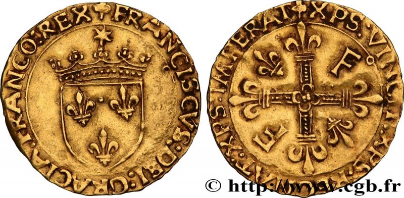 FRANCIS I
Type : Écu d'or au soleil, 5e type 
Date : 21/07/1519 
Date : n.d. 
Mi...