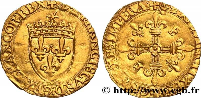 FRANCIS I
Type : Écu d'or au soleil, 5e type 
Date : 21/07/1519 
Date : n.d. 
Mi...