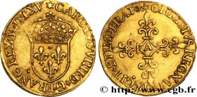 CHARLES IX
Type : Écu d'or au soleil, 1er type 
Date : 1565 (MDLXV) 
Mint name / Town : Paris 
Quantity minted : 17450 
Metal : gold 
Millesimal finen...