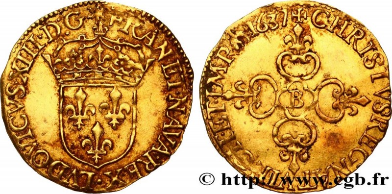 LOUIS XIII
Type : Écu d'or au soleil, 1er type 
Date : 1637 
Mint name / Town : ...