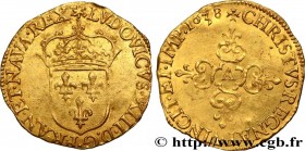 LOUIS XIII
Type : Écu d'or au soleil, 1er type 
Date : 1638 
Mint name / Town : Paris 
Quantity minted : 18896 
Metal : gold 
Millesimal fineness : 95...