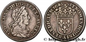 LOUIS XIII
Type : Piéfort de poids quadruple du douzième d'écu, 3e type, 2e poinçon de Warin 
Date : 1643 
Mint name / Town : Paris, Monnaie du Louvre...