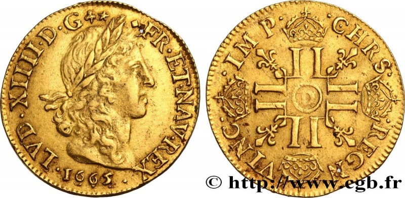 LOUIS XIV "THE SUN KING"
Type : Louis d'or juvénile lauré 
Date : 1665 
Mint nam...