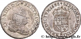 LOUIS XIV "THE SUN KING"
Type : Quart d'écu de Flandre 
Date : 1688 
Mint name / Town : Lille 
Quantity minted : 132902 
Metal : silver 
Millesimal fi...