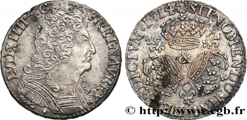 LOUIS XIV "THE SUN KING"
Type : Demi-écu aux trois couronnes 
Date : 1714 
Mint ...