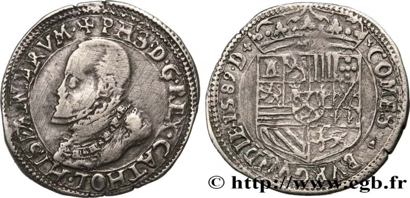 COUNTY OF BURGUNDY - PHILIP II OF SPAIN
Type : Teston 
Date : 1589 
Mint name / ...