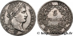 PREMIER EMPIRE / FIRST FRENCH EMPIRE
Type : 5 francs Napoléon Empereur, République française 
Date : 1808 
Mint name / Town : Paris 
Quantity minted :...