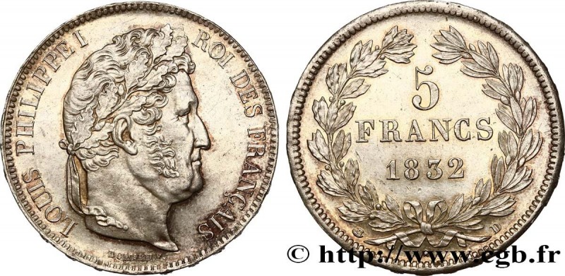 LOUIS-PHILIPPE I
Type : 5 francs IIe type Domard 
Date : 1832 
Mint name / Town ...