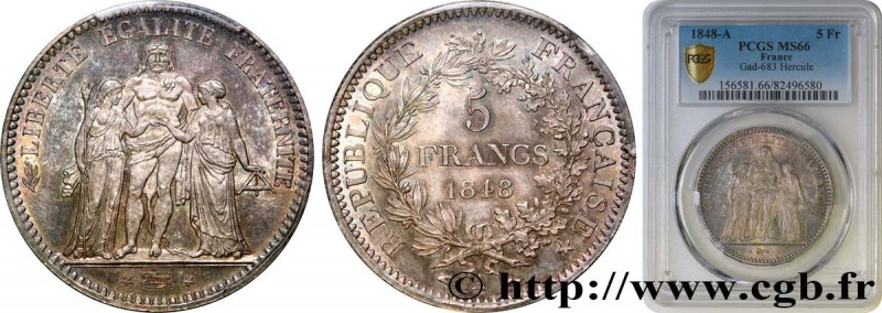 II REPUBLIC
Type : 5 francs Hercule, IIe République 
Date : 1848 
Mint name / To...