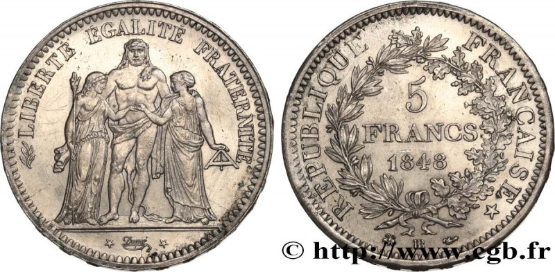 II REPUBLIC
Type : 5 francs Hercule, IIe République 
Date : 1848 
Mint name / To...