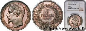 II REPUBLIC
Type : Épreuve de 5 francs Louis-Napoléon, Flan Bruni 
Date : 1852 
Mint name / Town : Paris 
Quantity minted : --- 
Metal : silver 
Mille...