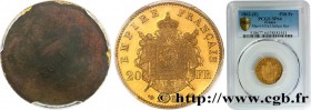 SECOND EMPIRE
Type : Essai de frappe de revers de 20 francs or Napoléon III, tête laurée 
Date : 1862 
Mint name / Town : Paris 
Quantity minted : ---...