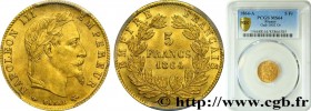 SECOND EMPIRE
Type : 5 francs or Napoléon III, tête laurée 
Date : 1864 
Mint name / Town : Paris 
Quantity minted : 2239561 
Metal : gold 
Millesimal...