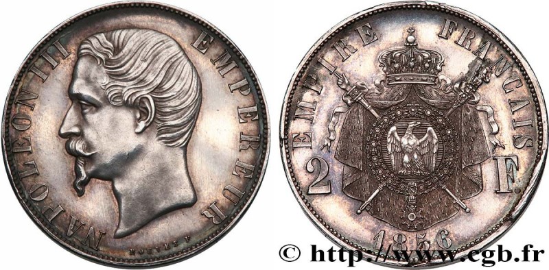 SECOND EMPIRE
Type : Essai de 2 francs Napoléon III, tête nue 
Date : 1856 
Quan...