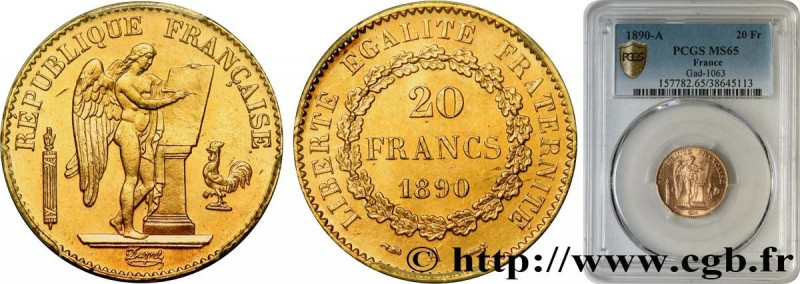 III REPUBLIC
Type : 20 francs or Génie, Troisième République 
Date : 1890 
Mint ...