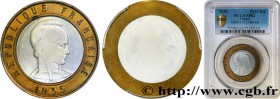 III REPUBLIC
Type : Essai uniface d’avers de 25 francs bimétallique, Bronze/Aluminium 
Date : 1935 
Quantity minted : --- 
Diameter : 32  mm
Edge : li...