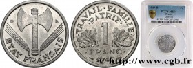 FRENCH STATE
Type : 1 franc Francisque, légère 
Date : 1943 
Mint name / Town : Beaumont-Le-Roger 
Quantity minted : 68.082.000 
Metal : aluminium 
Di...