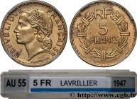 PROVISIONAL GOVERNEMENT OF THE FRENCH REPUBLIC
Type : 5 francs Lavrillier, bronze-aluminium 
Date : 1947 
Quantity minted : 2662000 
Metal : bronze-al...