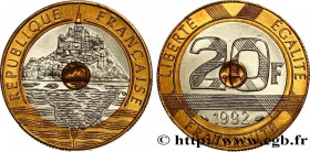 V REPUBLIC
Type : 20 francs Mont Saint-Michel 
Date : 1992 
Mint name / Town : Pessac 
Quantity minted : --- 
Metal : bronze-aluminium and copper nick...