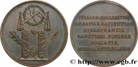 FREEMASONRY
Type : UNION DES FRANCS MAÇONS DE FRANCE ET D’ITALIE 
Date : 1808 
Mint name / Town : Milan 
Metal : bronze 
Diameter : 39,5  mm
Weight : ...