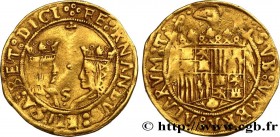 SPAIN - ISABELLA AND FERDINAND
Type : Double excellente 
Date : n.d. 
Mint name / Town : Séville 
Quantity minted : - 
Metal : gold 
Diameter : 27,5  ...