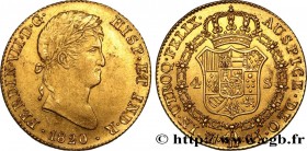 SPAIN - KINGDOM OF SPAIN - FERDINAND VII
Type : 4 Escudos 
Date : 1820 
Mint name / Town : Madrid 
Metal : gold 
Millesimal fineness : 875  ‰
Diameter...