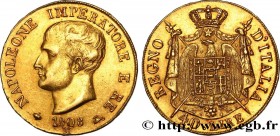 ITALY - KINGDOM OF ITALY - NAPOLEON I
Type : 40 Lire 
Date : 1808 
Mint name / Town : Milan 
Metal : gold 
Millesimal fineness : 900  ‰
Diameter : 26 ...