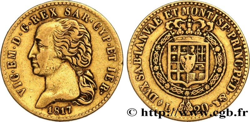 ITALY - KINGDOM OF SARDINIA - VICTOR-EMMANUEL I
Type : 20 Lire 
Date : 1817 
Min...