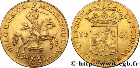 UNITED PROVINCES - GUELDERS
Type : 14 Gulden ou Cavalier d'or 
Date : 1762 
Metal : gold 
Millesimal fineness : 917  ‰
Diameter : 27  mm
Orientation d...
