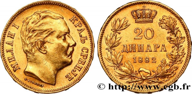 KINGDOM OF SERBIA - MILAN IV OBRENOVIC
Type : 20 Dinara 
Date : 1882 
Mint name ...