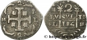 VENEZUELA
Type : 2 Reales frappe républicaine 
Date : 184. 
Mint name / Town : Caracas 
Quantity minted : - 
Metal : silver 
Diameter : 25,81  mm
Orie...