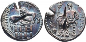 Cilicia, Tarsos AR Stater. Balakros, satrap of Cilicia under Alexander III, circa 333-323 BC. Baaltars seated left on throne, torso facing, holding sc...