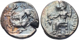Cilicia, Tarsos AR Stater. Mazaios, satrap of Cilicia, 361/0-334 BC. Baaltars seated left, holding grain ear, grapes, and sceptre; facing lion head be...