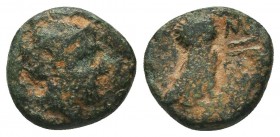 Greek. 4th-3rd century BC. AE 

Condition: Very Fine

Weight: 1.70 gr
Diameter: 12 mm