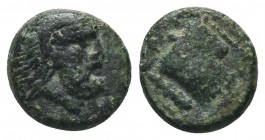 Greek. 4th-3rd century BC. AE 

Condition: Very Fine

Weight: 1.30 gr
Diameter: 10 mm