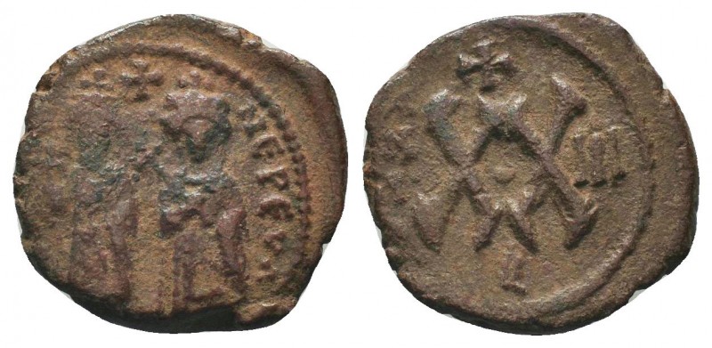 Justin II , with Sophia (565-578 AD). AE Half Follis

Condition: Very Fine

Weig...