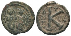 Justin II , with Sophia (565-578 AD). AE Half Follis

Condition: Very Fine

Weight: 7.30 gr
Diameter: 23 mm