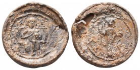 BYZANTINE LEAD SEALS. (Circa 9th-12th centuries).

Condition: Very Fine

Weight: 20,00 gr
Diameter: 29 mm