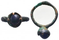 Byzantine Bronze Ring Stone inlaid on bezel , Ae 9th-12th Century A.D. 

Condition: Very Fine

Weight: 3.50 gr
Diameter: 28 mm