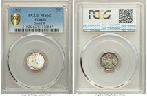 Edward VII "Small 8" 5 Cents 1908 MS62 PCGS, Ottawa mint, KM13. Small 8 variety. Light tone in the peripheries, displaying a strong strike and touches...