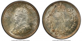 George V 5 Cents 1913 MS66 PCGS, Ottawa mint, KM22. Amber tone surrounds the King's portrait, while presenting more of a speckled reverse appearance. ...