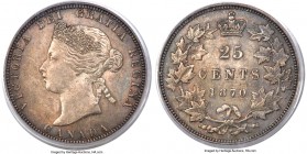 Victoria 25 Cents 1870 MS63 PCGS, London mint, KM5. A sharp example with attractive lavender-gray tone that evenly colors both sides. For the sake of ...