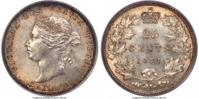 Victoria 25 Cents 1871-H MS65 PCGS, Heaton mint, KM5. A bold gem of the type, with subtle tone over both sides and umber color at the margins that bea...