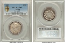 Victoria 25 Cents 1885 XF45 PCGS, London mint, KM5. One of the most highly sought after dates from this series, displaying even wear and pleasing tone...